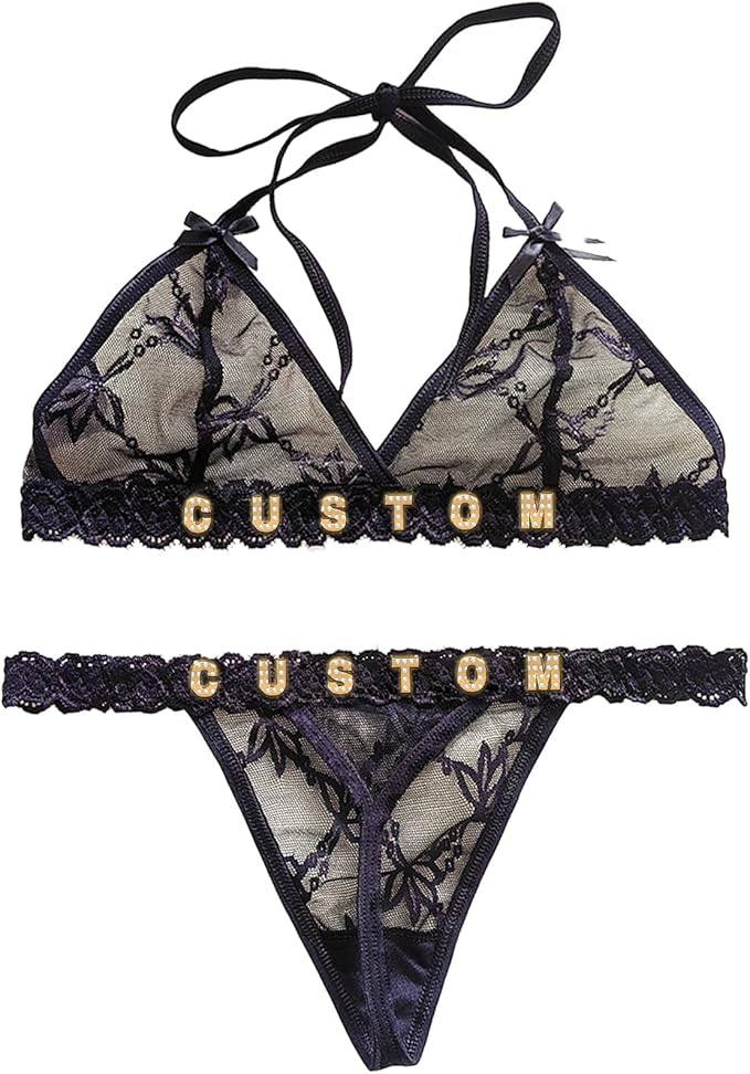 Oqeiplx Personalized Thongs with Names Bra