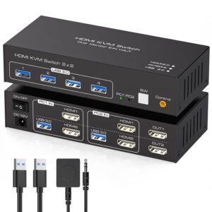 TJCXELE hdmi kvm switch 2 monitors 2 computers